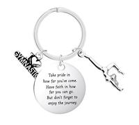 Gymnastics Key Chain - Stainless Steel Charm Backpack Pendant Ring Bag Tag Accessory for Gymnast Girls Teenagers, Durable Gift Idea for Team Members, Cheer Squad or Gymnastics Lovers