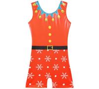 Gymnastics Leotards for Girls Sleeveless Unitard Girls Sparkle Embroidery Bodysuit B339_RedSnowflake_140