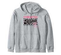Gymnastics Mama Crazy Proud Always Loud Bow Checkered Print Zip Hoodie