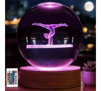 Gymnastics Night Light, Girls Gymnastics Crystal Ball 3.15 Inch (80mm) Lamp with 16 Colors, Gymnastic Gifts for Kids Girls Gymnasts Birthday Xmas, Gym Decor Accessories Room Decoration Ornaments