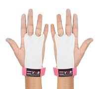 Gymnastics Palm Hand Guards, Junior Children Kids Beginner Grips Palm Protect Gymnastics Leather Training Gloves (L, Pink)