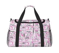 Gymnastics Pink Print Functional Travel Tote Ample Space Travel Bag Foldable Carry On Tote for Weekender