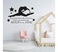 Gymnastics Reach for The Stars Quote Wall Sticker Art Home Decal Mural Vinyl (120cm Width x 75cm Height)