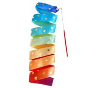Gymnastics Ribbon - Gradient Color Dancer Streamer, Wooden Stick Baton Gold Foil Star Design Long Fluttering Training Prop Portable Movement Accessory | Creative Performance with Youth Festival Events