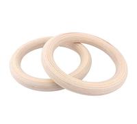 gymnastics rings, 1Pair Birch Wood Pull Up Ring for Home Fitness Strength Training 2.8/3.2cm*4.5m Adjustable Straps(2 Rings,32mm)