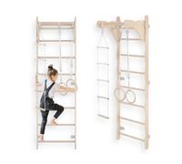 Gymnastics rung wall for children (210 cm) | wall mounted training ladder | rope ladder for children | wooden playground for home | gym rings | 100% eco | made in the EU
