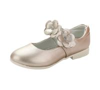 Gymnastics Shoes Girls Children's Shoes White Leather Shoes Bowknot Girls Princess Shoes Single Shoes Performance Shoes, gold, 8.5 UK