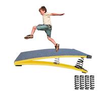 Gymnastics Springboard for Kids Vaulting Training Fitness Playing, Portable Curved Spring Board, Hard Wood Practice Equipment, Elastic Board for Home Room Athletics Training (Gray, 4 Springs)