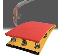 Gymnastics Springboard, Hardwood Curved Vaulting Board with High-Tenacity Steel Springs and Anti-Slip Felt Surface, Pro Training Equipment for Kids & Adults, No Assembly(Red,4 Springs 50x80x20cm)