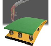 Gymnastics Springboard, Hardwood Curved Vaulting Board with High-Tenacity Steel Springs and Anti-Slip Felt Surface, Pro Training Equipment for Kids & Adults, No Assembly(Green,9 Springs 120x60x26cm)