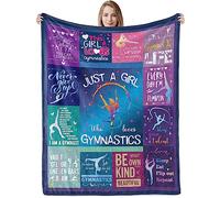 Gymnastics Throw Blanket Gifts for Girls, Just A Girl Who Loves Gymnastics Plush Fuzzy Flannel Blanket, Cozy Soft Sport Lover Fleece Blanket for Gymnastics Girl Teen Women Birthday Gifts, 130 x 150 cm