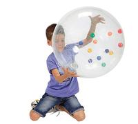 Gymnic Activity Ball Transparent inflatable ball with colored balls inside, stimulates eye mobility and spatial perception, educational game and play tool
