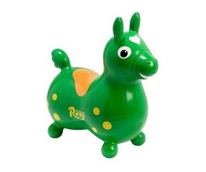 GYMNIC Rody Green inflatable hopping horse for kids 3+, psychomotor toy for balance and coordination, compatible with rocking or wheeled bases, made in Italy