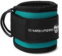 Gymreapers Ankle Strap (Single) For Cable Machine Kickbacks, Glute Workouts, Lower Body Exercises - Adjustable Leg Strap with Neoprene Padding (Cyan, Single)