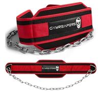 Gymreapers Dip Belt with Chain for Weightlifting, Pull Ups, Dips - Heavy Duty Steel Chain for Added Weight Training (Red)