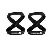 Gymreapers Figure 8 Lifting Straps for Deadlift, Powerlifting, Strongman, Cross Training Strong Weightlifting Wrist Straps for Men, Women (Black, Large)
