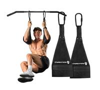 Gymreapers Hanging Ab Straps for Core Strength and Abdominal Training - Padded Adjustable Arm Supports for Bodyweight Exercises (Black)