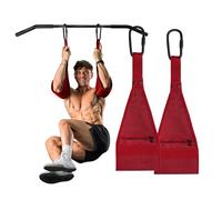 Gymreapers Hanging Ab Straps For Core Strength and Abdominal Training - Padded Adjustable Arm Supports For Bodyweight Exercises (Red)