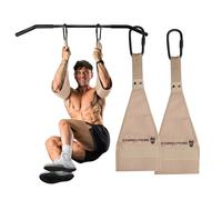 Gymreapers Hanging Ab Straps For Core Strength and Abdominal Training - Padded Adjustable Arm Supports For Bodyweight Exercises (Tan)