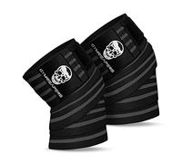 Gymreapers Knee Wraps (Pair) with Strap for Squats, Weightlifting, Powerlifting, Leg Press, and Cross Training - Flexible 72" Knee Wraps for Squatting - for Men & Women (Gray)