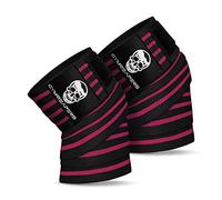 Gymreapers Knee Wraps (Pair) with Strap for Squats, Weightlifting, Powerlifting, Leg Press, and Cross Training - Flexible 72" Knee Wraps for Squatting - for Men & Women (Pink)