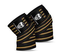 Gymreapers Knee Wraps (Pair) with Strap for Squats, Weightlifting, Powerlifting, Leg Press, and Cross Training - Flexible 72" Knee Wraps for Squatting - for Men & Women - 1 Year Warranty (Tan)
