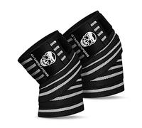 Gymreapers Knee Wraps (Pair) with Straps for Squats, Weightlifting, Powerlifting, Leg Press, and Cross Training - Flexible 72" Knee Wraps for Squatting - For Men & Women (White)