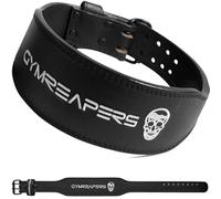 Gymreapers Leather Weightlifting Belt for Bodybuilding, Squatting, Lower Back Support & Back Pain - Real Leather, Adjustable Buckle Sizing - Men Women (XS)
