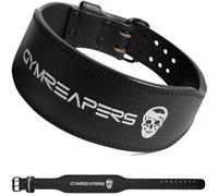 Gymreapers Leather Weightlifting Belt for Bodybuilding, Squatting, Lower Back Support & Back Pain - Real Leather, Adjustable Buckle Sizing - Men Women (M)