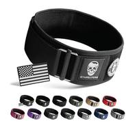 Gymreapers Quick Locking Weightlifting Belt for Bodybuilding, Powerlifting, Cross Training - 4 Inch Neoprene with Metal Buckle - Adjustable Olympic Lifting Back Support (Large, Black - Patch)