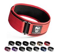 Gymreapers Quick Locking Weightlifting Belt for Bodybuilding, Powerlifting, Cross Training - 4 Inch Neoprene with Metal Buckle - Adjustable Olympic Lifting Back Support (Red, M)