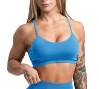 Gymreapers Seamless Sports Bra for Women - Wireless Compression Padded Supportive Bras for Gym, Yoga, & Fitness, Azure, M