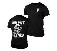 Gymreapers Skull Moisture Wicking T-Shirts for Men - Short Sleeve Workout Gym Shirts - Running Athletic Tees & Dry Fit Tshirt, Violent Silence, Medium