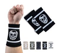 Gymreapers Sweat-Wicking Wrist Sweatbands - Breathable Cotton-Blend Athletic Wristbands for Gym, Tennis, Basketball, Running - Non-Slip, Durable Workout & Training Gear (Black/White)