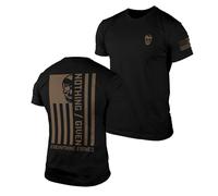 Gymreapers Valor Moisture Wicking T-Shirts for Men - Short Sleeve Workout Gym Shirts - Running Athletic Tees & Dry Fit Tshirt, Black/Khaki, Large