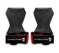 Gymreapers Weight Lifting Grips (Pair) for Heavy Powerlifting, Deadlifts, Rows, Pull Ups, with Neoprene Padded Wrist Wraps Support and Strong Rubber Gloves or Straps for Bodybuilding (Red, Large)