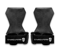 Gymreapers Weight Lifting Grips (Pair) for Heavy Powerlifting, Deadlifts, Rows, Pull Ups, with Neoprene Padded Wrist Wraps Support and Strong Rubber Gloves or Straps for Bodybuilding (Black, Small)