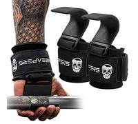 Gymreapers Weight Lifting Hooks (Pair), Heavy Duty Power Wrist Straps Hand Grip Support For Deadlifts, Pull Ups, Shrugs - Gym Gloves For Men and Women (Black)