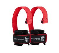 Gymreapers Weight Lifting Straps With Dowel - Wrist Straps for Weightlifting - Workout Deadlift Wrist Weights - Reinforced Stitching & Padded Fit Gym Accessories for Strength & Gym Hand Grip (Red)