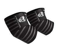 Gymreapers Weightlifting Elbow Wraps (1 Pair) - Flexible 40'' Elbow Compression Strap & Joint Support Brace - For Bench Press, Powerlifting, and Pressing (Gray)