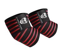 Gymreapers Weightlifting Elbow Wraps (1 Pair) - Flexible 40'' Elbow Compression Strap & Joint Support Brace - For Bench Press, Powerlifting, and Pressing (Red)