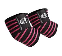 Gymreapers Weightlifting Elbow Wraps (1 Pair) - Flexible 40'' Elbow Compression Strap & Joint Support Brace - For Bench Press, Powerlifting, and Pressing (Pink)