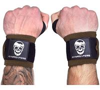 Gymreapers Wrist Wraps Weightlifting - Stiff Heavy Duty 18 inch Wraps with Thick Thumb Loop for Powerlifting, Bodybuilding, Cross Training, & Heavy Presses (Khaki, 12")
