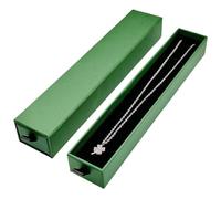 GymRichy 2 Pieces Long Chain Necklace Jewelry Gift Box, 8.3 x 1.6 x 1.2 Inch Small Long Necklaces Pendants Bracelets Jewelry Display Box for Wedding, Engagement, Valentine's Day (Green)