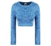 Gymshark Women's Crew Neck Long Sleeve Adapt Camo Blue Seamless Crop Top | Size: XS Gymshark Blue XS