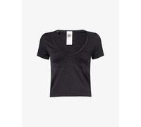 Gymshark Womens Gymshark Adapt Animal-Print Short-Sleeve Stretch-Woven Top Gs Black/Gs Asphalt Grey L