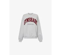 Gymshark Womens Gymshark Collegiate Graphic Crewneck Cotton-Blend Sweatshirt Lght Grey C Mrl/Sets Red S