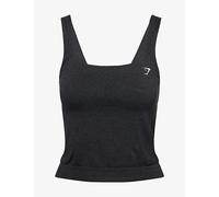 Gymshark Womens Gymshark Vital Seamless Logo-Print Stretch-Woven Top Black Marl L
