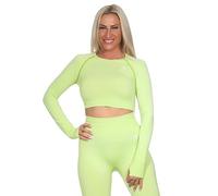GYMSHARK Women's Vital Seamless 2.0 Long Sleeve Crop Top Colour: Neon Yellow Mottled Size: S, neon yellow