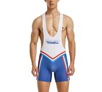 Gymskop Men's Wrestling Singlets Athletic Supporters Slim Fit Sport Bodysuit One Piece Sleeveless Active Training Wrestling Leotard Weightlifting Jumpsuits 04 White M